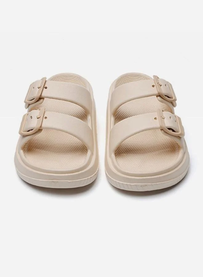 Sneak-a-Peek Double Buckle Strap Slides by Styli