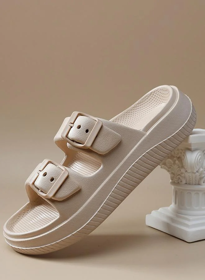 Sneak-a-Peek Double Buckle Strap Slides by Styli