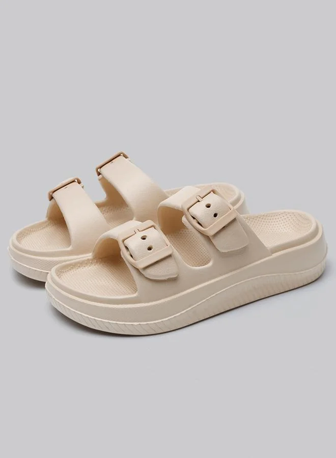 Sneak-a-Peek Double Buckle Strap Slides by Styli