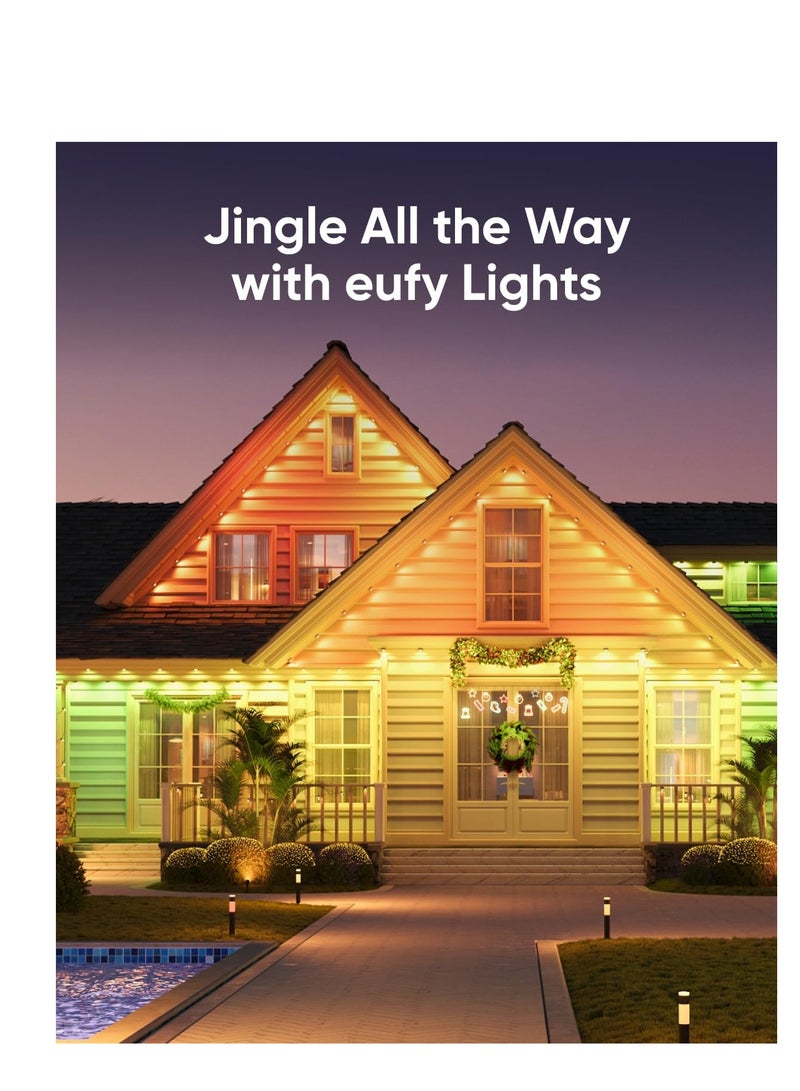 إيوفي أضواء خارجية دائمة من يوفي E22 بطول 50 قدم مع 30 لمبة LED ثلاثية، أضواء ذكية RGBWW لعيد الميلاد، للاستخدام اليومي والمناسبات، مقاومة للماء IP67، أنماط إضاءة بالذكاء الاصطناعي لزينة عيد الميلاد، متوافقة مع الكاميرات - Image 2