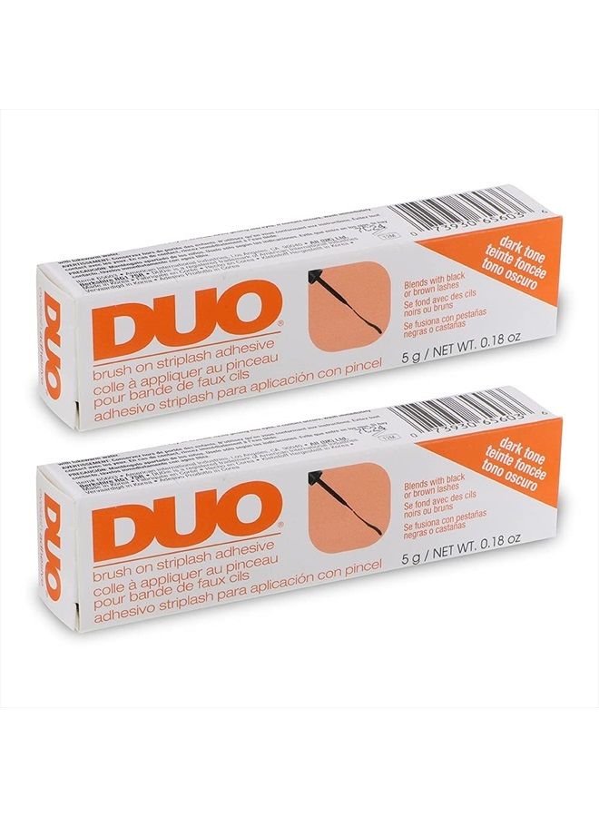 DUO Brush-on Strip Lash Adhesive | Dark | Fast-Drying False Eyelash Adhesive | 0.18 Oz. 2-Pack - Image 1