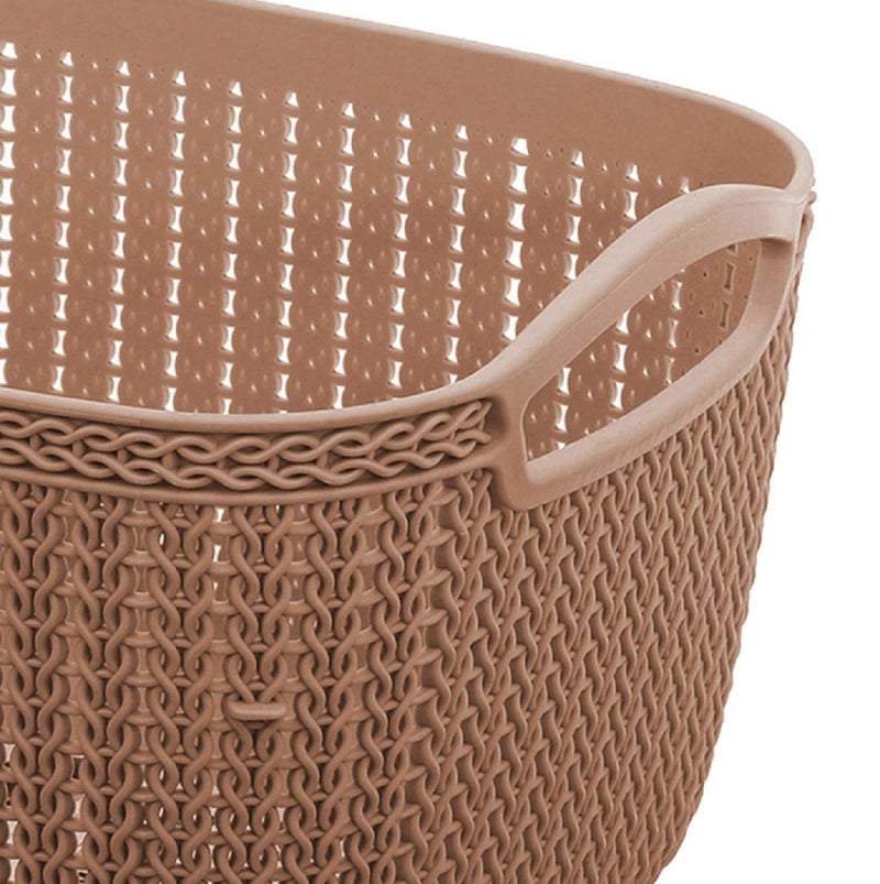 Kuber Industries Kuber Industries Unbreakable Plastic 4 Pieces Multipurpose Large And Medium Size Flexible Storage Baskets/Fruit Vegetable Bathroom Stationary Home Basket with Handles (Brown & Cream) -CTKTC039376  - Image 3