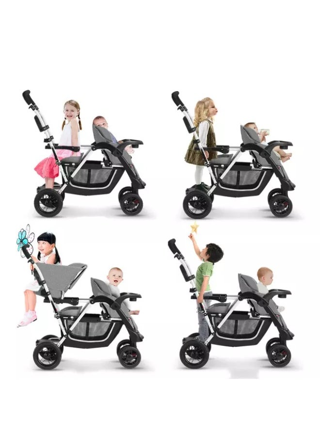 Generic Twin Stroller with Removable Dining Table - Sky Blue.  - Image 3