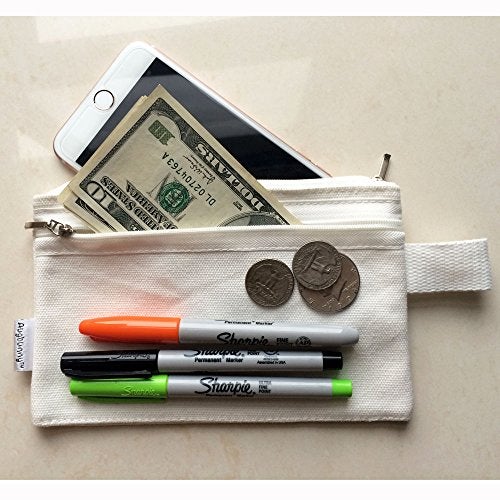 Augbunny 100% Cotton 16oz Canvas Zipper Makeup Pouch, Coin Purse, Cellphone Purse, Pen/Pencil Case 5-pack - Image 5