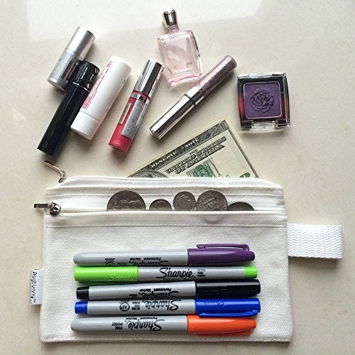 Augbunny 100% Cotton 16oz Canvas Zipper Makeup Pouch, Coin Purse, Cellphone Purse, Pen/Pencil Case 5-pack - Image 3