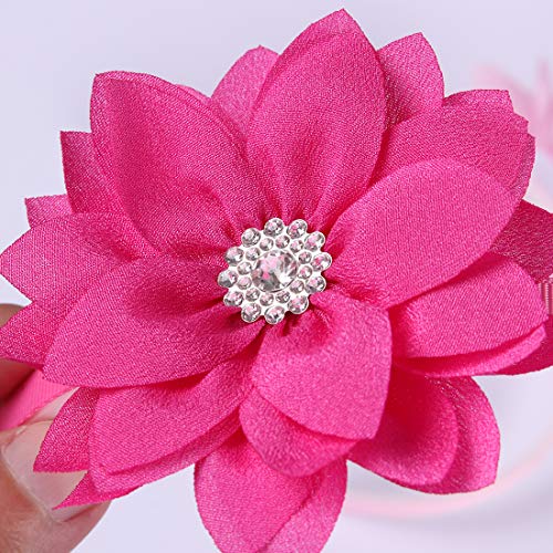 WANYU 10 Pcs Flower Bow Headbands For Girls,Toddler Headbands Chiffon Floral Kids Hair Bands Sparkle Cute 3.5 inch Bow Headpiece-Diademas Para Niñas1 - Image 4