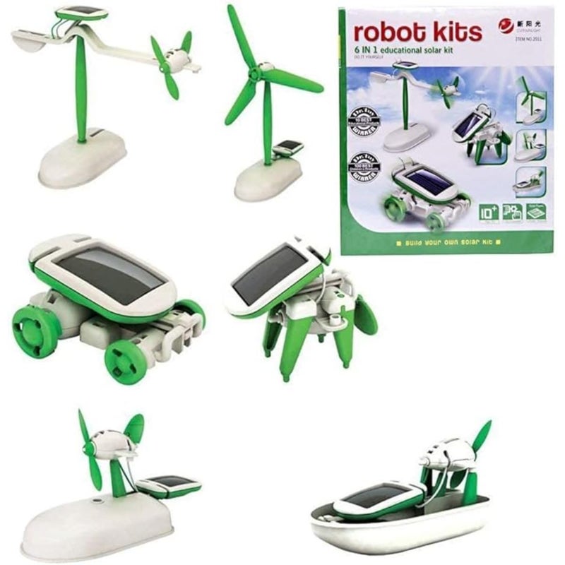ZAMZIN 6-in-1 Solar Robot Kit for Kids, Educational STEM Toy for Learning Solar Energy, Build Car, Robot, Fan, Boat, Ideal for Kids and Adults, Battery-Free Fun and Learning - Image 1