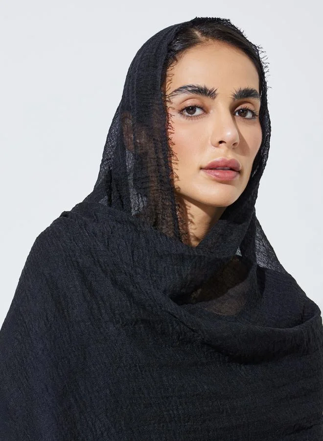 أميرة حجاب مجعد بحواف منسلة - أسود وبرغندي