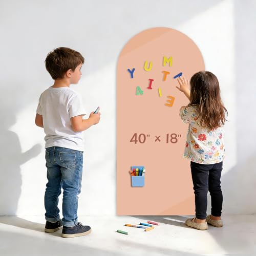 Kuesuny Magnetic Wall Decal 40 x 18In Arch Magnetic Chalkboard for Wall, Magnet Wall Drawing Learning for Playroom, School, Home (Light Pink - Image 1