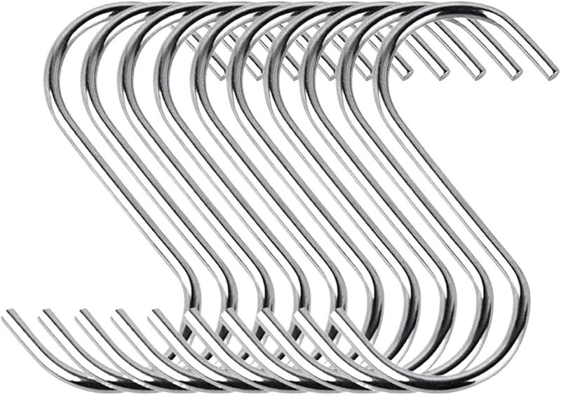 خطافات S من الفولاذ المقاوم للصدأ 20 قطعة لتعليق الحقائب والملابس والمناشف وتخزين المطبخ - Image 2