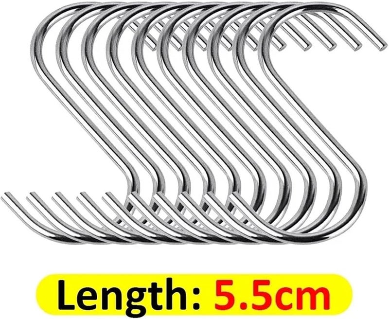 خطافات S من الفولاذ المقاوم للصدأ 20 قطعة لتعليق الحقائب والملابس والمناشف وتخزين المطبخ - Image 3