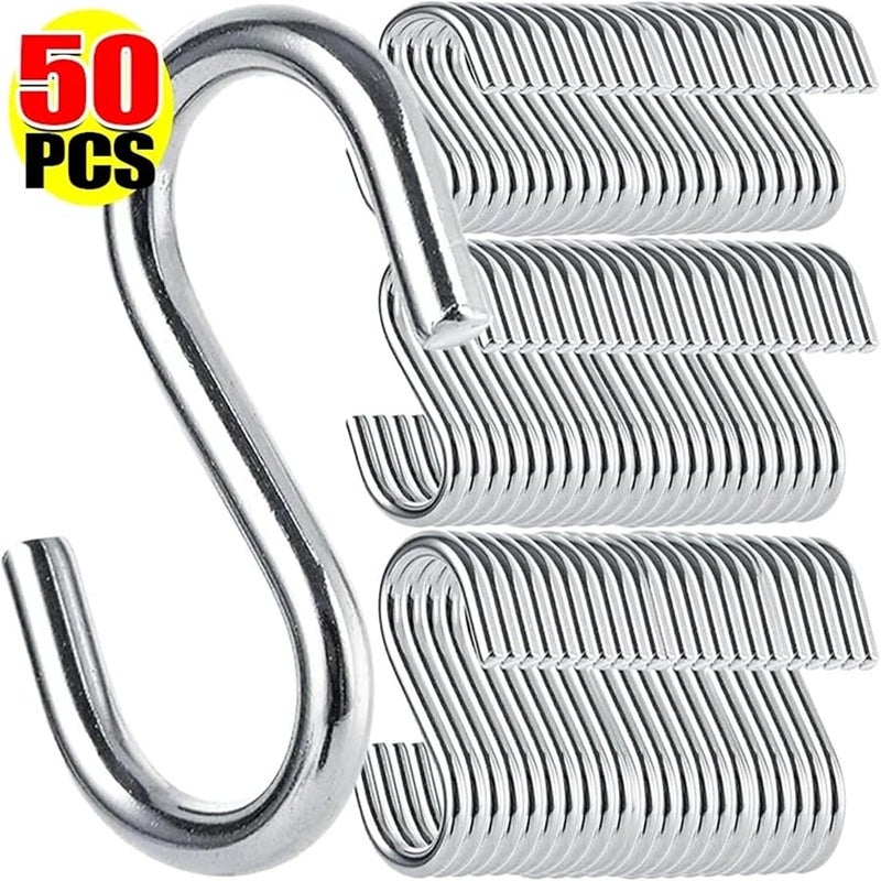 خطافات S من الفولاذ المقاوم للصدأ 20 قطعة لتعليق الحقائب والملابس والمناشف وتخزين المطبخ - Image 4