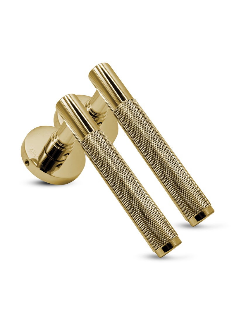 CINCINNO Levitas/A Premium Anti-Rust Aluminum Door Handle Pair , Salt Spray Tested, 2-Year Color & 5-Year Mechanical Warranty (Gold Plated) - Image 1