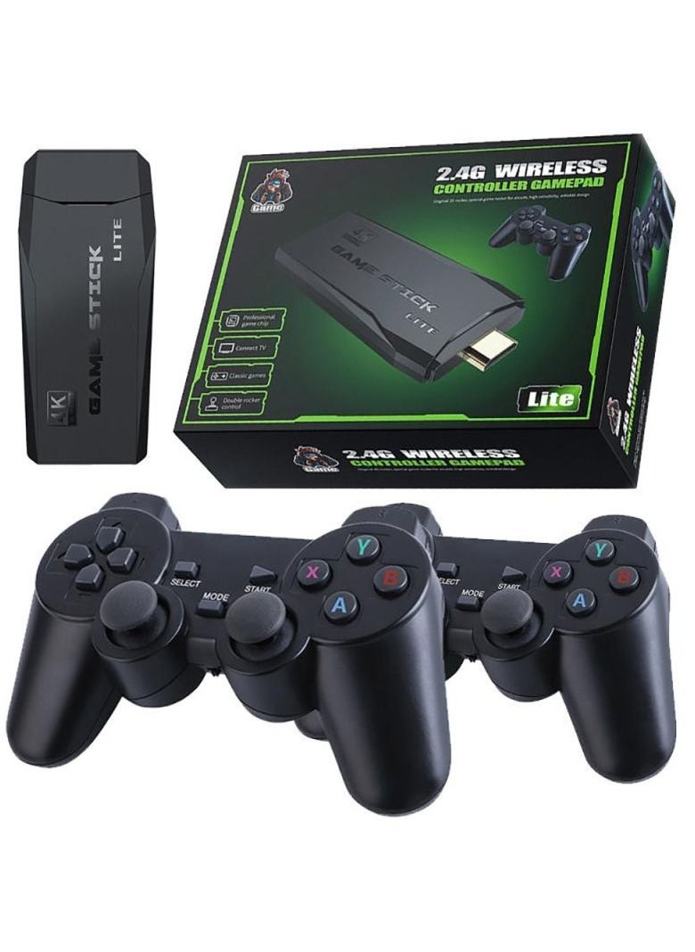 MOCOM - 2.4G Wireless Controller Gamepad Console Stick Plug and Play Video Game Stick with 10000+ Games 9 Classic Emulators 4K High Definition HDMI Output for TV with Dual 2.4G Wireless Controllers - 64GB - Image 1