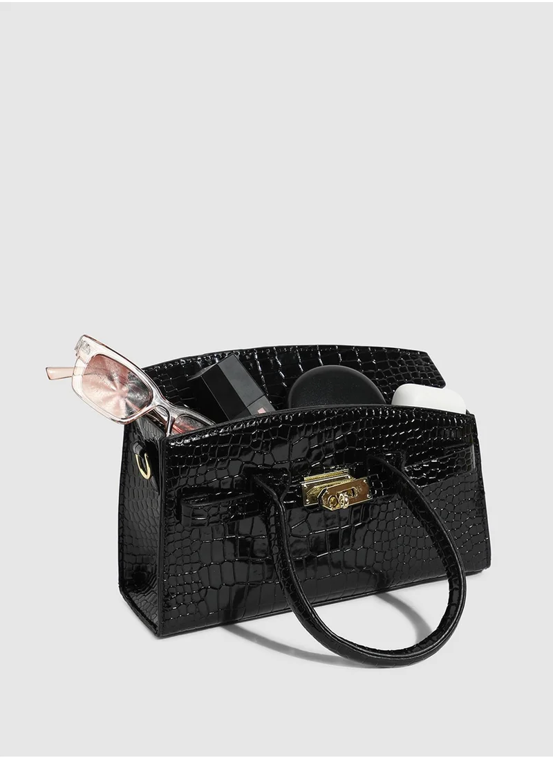 Haute Sauce Twist Buckle Handbag - Black