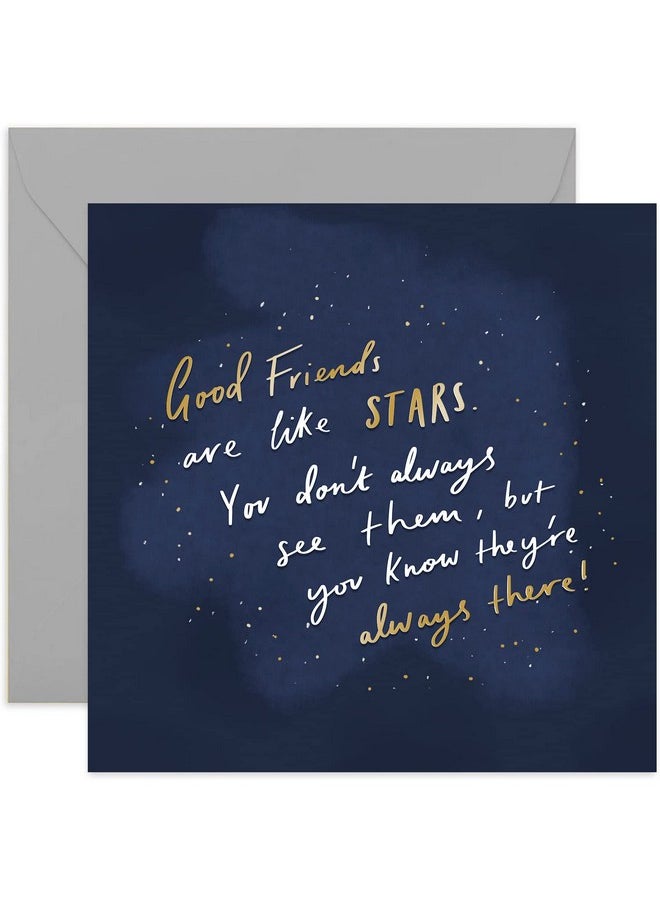 أولد إنجلش كومباني - شركة Old English Co. بطاقة Good Friends Are Like Stars، بطاقة صداقة خاصة لعيد الميلاد مصنوعة من رقائق ذهبية اللون له أو لها، محايدة للجنسين للرجال والنساء، فارغة من الداخل ومغلفة... - Image 1