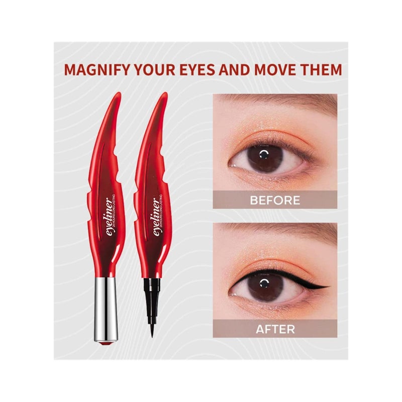 SOLARAE 2 Pcs Waterproof Liquid Eyeliner, Super Slim Eyeliner Pencil Long-Lasting Liquid Eyeliner Quick Drying Eyeliner Smooth Gliding Eyeliner Smudgeproof Liquid Eyeliner All Day Wear Liquid Eyeliner - Image 4