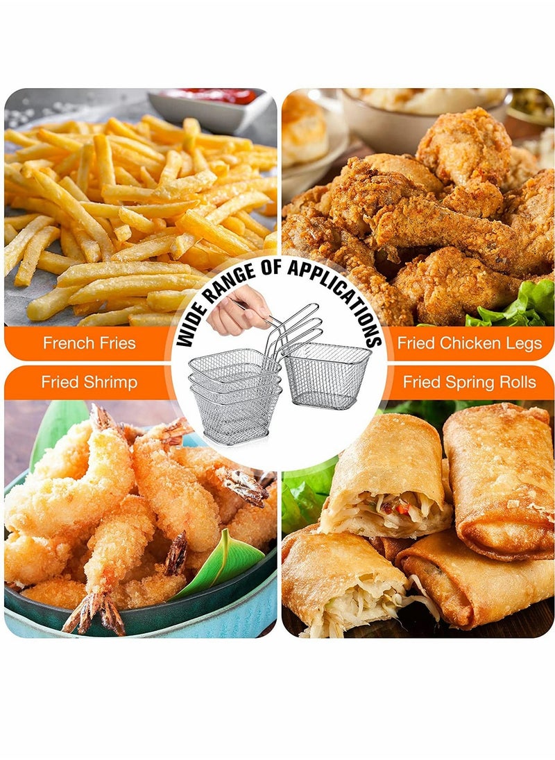 Mini Square Fry Basket Steel French Fry Chip Basket Food Baskets for Serving Stainless Steel Fry Basket with Handle Reusable Fries Holder Mini Deep Fryer with Basket for Home Decor 8 PCS - Image 4