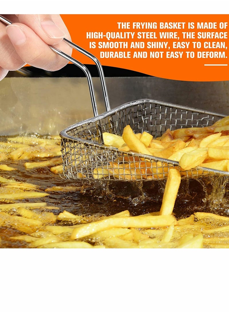 Mini Square Fry Basket Steel French Fry Chip Basket Food Baskets for Serving Stainless Steel Fry Basket with Handle Reusable Fries Holder Mini Deep Fryer with Basket for Home Decor 8 PCS - Image 2