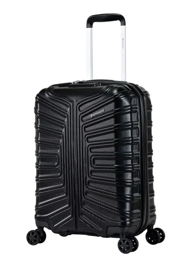 eminent Hard Case Travel Bag Cabin Luggage Trolley TPO Lightweight Suitcase 4 Quiet Double Spinner Wheels with TSA Lock KK30 Black