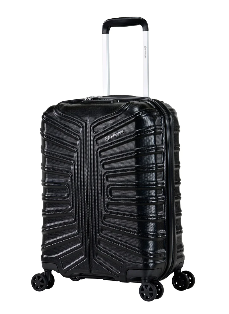 إيمينينت Hard Case Travel Bag Cabin Luggage Trolley TPO Lightweight Suitcase 4 Quiet Double Spinner Wheels with TSA Lock KK30 Black