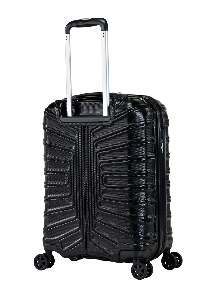 إيمينينت Hard Case Travel Bag Cabin Luggage Trolley TPO Lightweight Suitcase 4 Quiet Double Spinner Wheels with TSA Lock KK30 Black