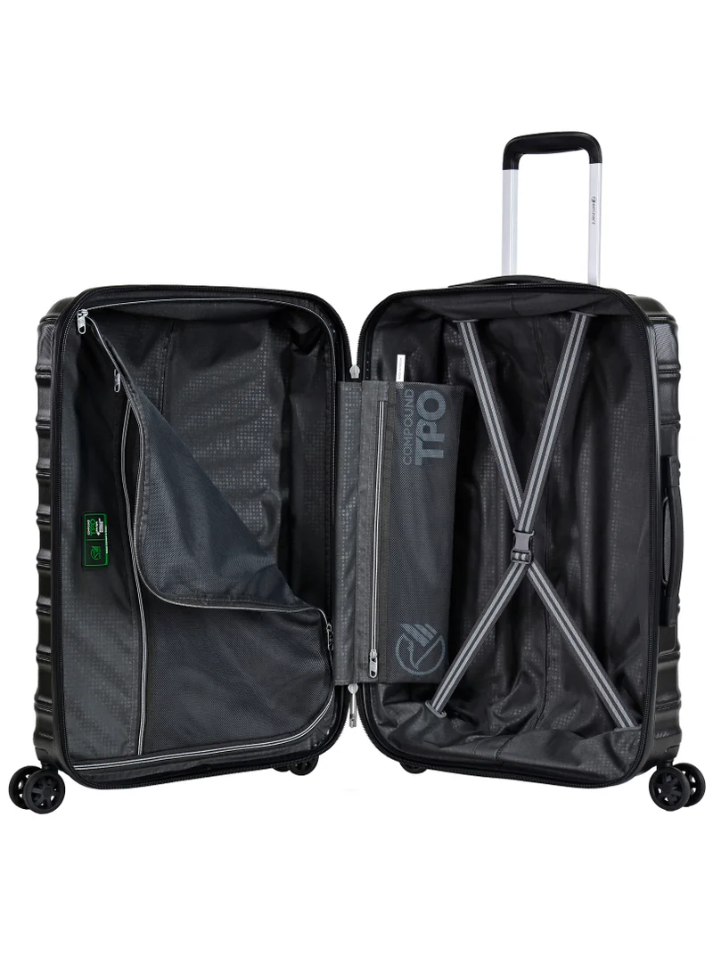 eminent Hard Case Travel Bag Cabin Luggage Trolley TPO Lightweight Suitcase 4 Quiet Double Spinner Wheels with TSA Lock KK30 Black