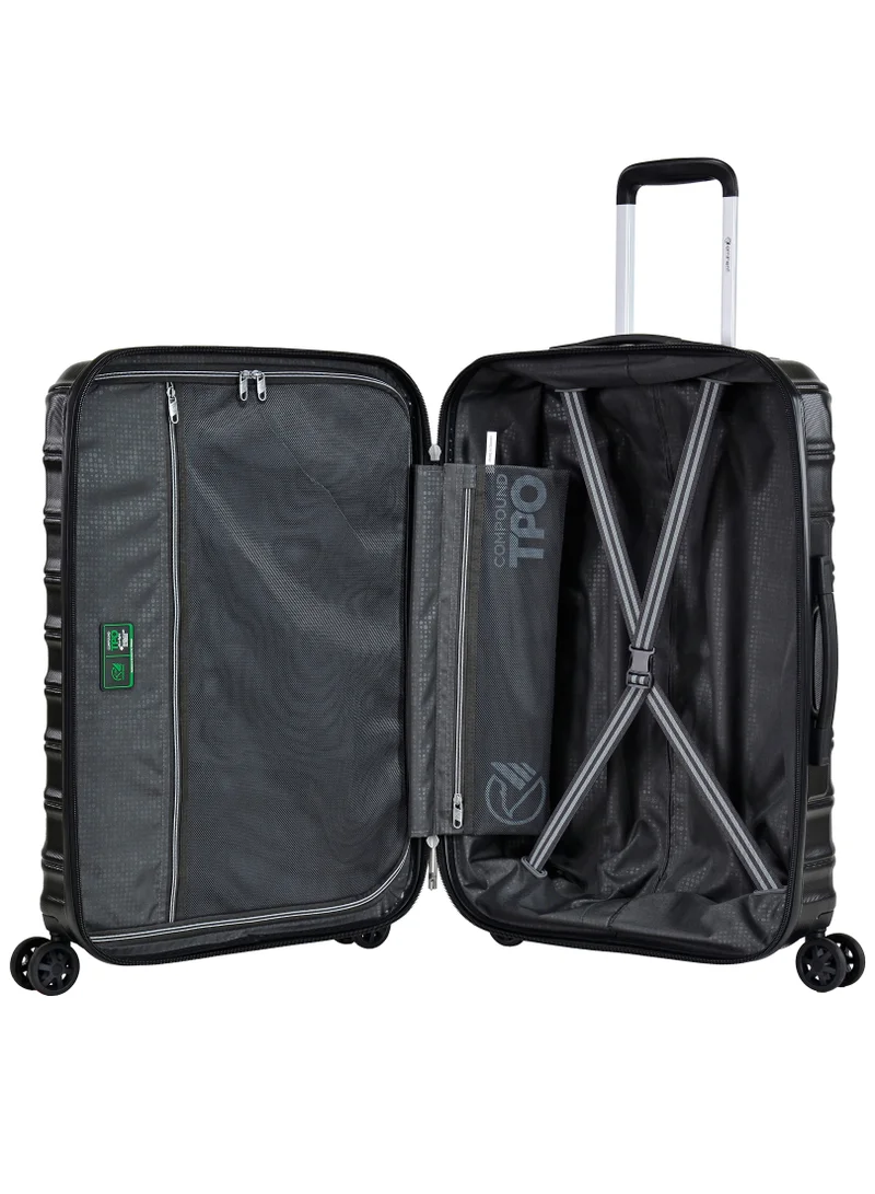 eminent Hard Case Travel Bag Cabin Luggage Trolley TPO Lightweight Suitcase 4 Quiet Double Spinner Wheels with TSA Lock KK30 Black