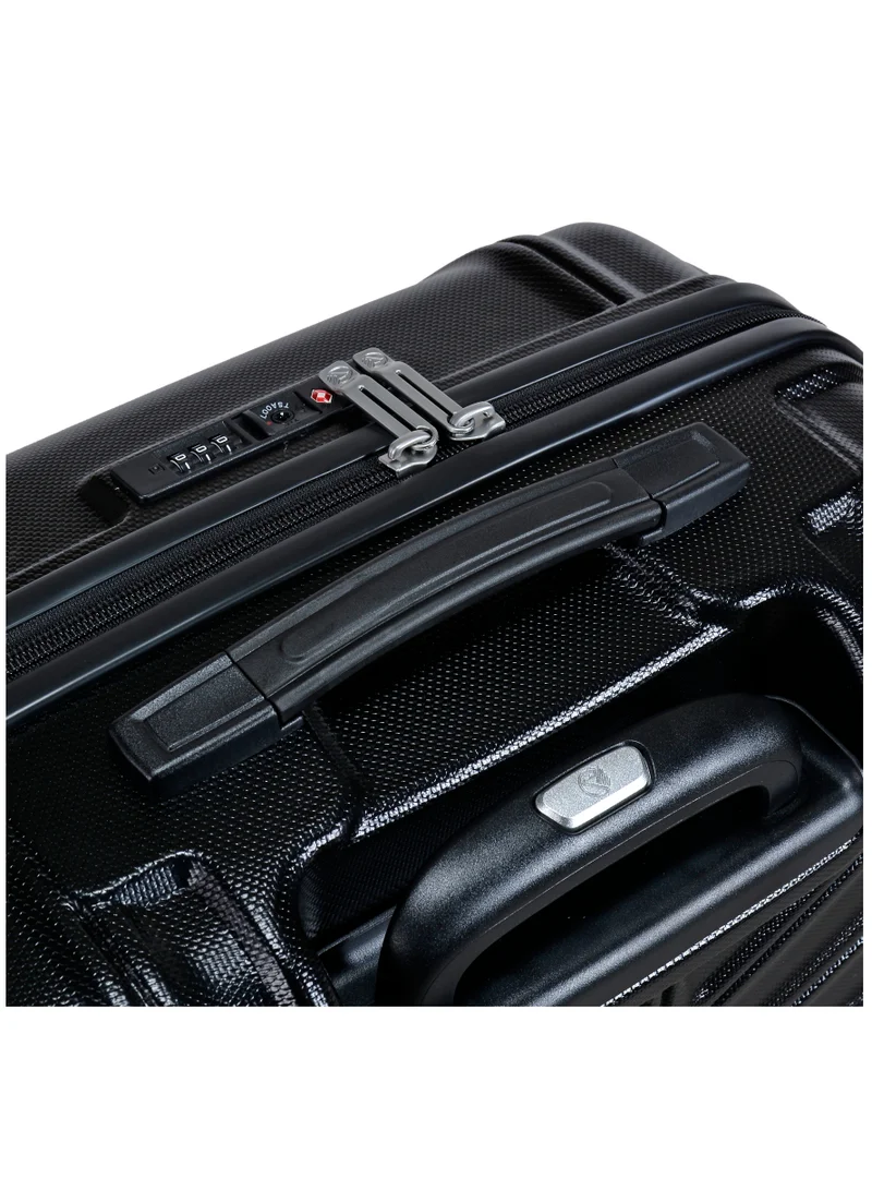 eminent Hard Case Travel Bag Cabin Luggage Trolley TPO Lightweight Suitcase 4 Quiet Double Spinner Wheels with TSA Lock KK30 Black