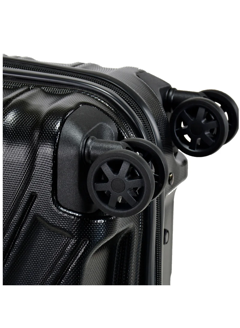 eminent Hard Case Travel Bag Cabin Luggage Trolley TPO Lightweight Suitcase 4 Quiet Double Spinner Wheels with TSA Lock KK30 Black
