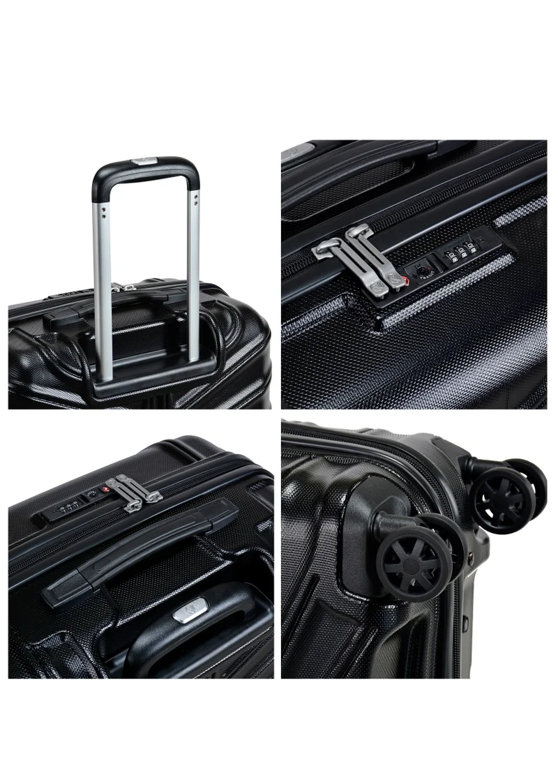 eminent Hard Case Travel Bag Cabin Luggage Trolley TPO Lightweight Suitcase 4 Quiet Double Spinner Wheels with TSA Lock KK30 Black