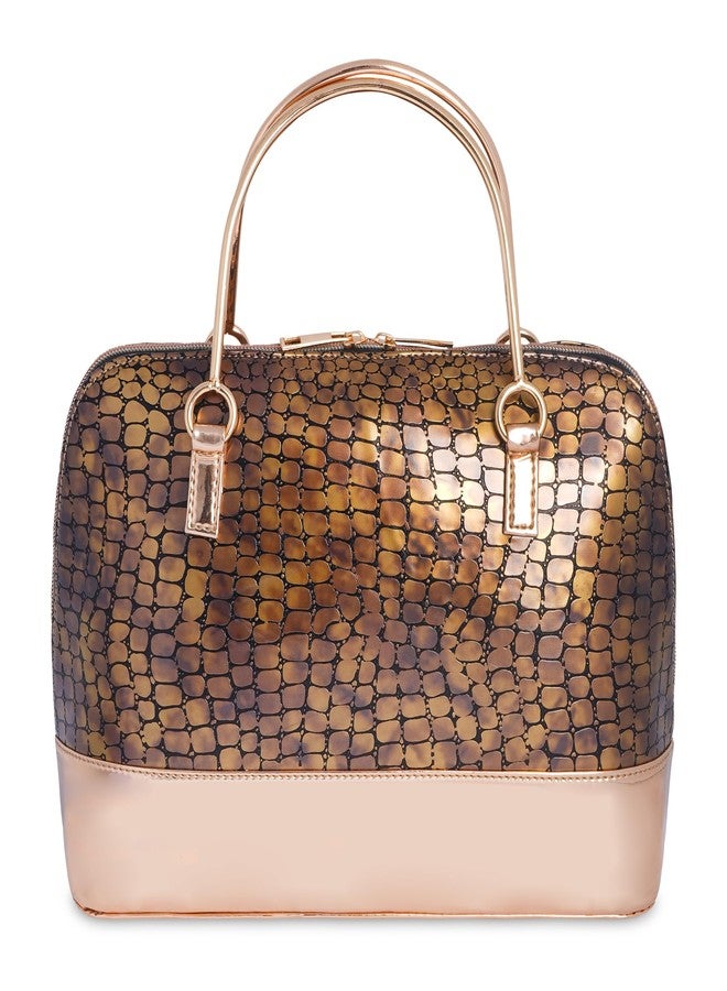 FADAK Faux women's leather Handbag for office college and party shoulder Tote purse with Golden Chain long strap (Gold) - Image 2