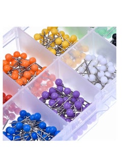 Excefore 500 Pieces 4mm Multi Color Map Push Pins Map Tacks with Plastic Round Heads and Steel Needle in reconfigurable Container for Bulletin Board Fabric Marking  - Image 3