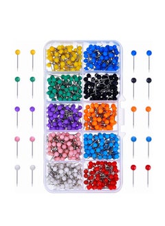 Excefore 500 Pieces 4mm Multi Color Map Push Pins Map Tacks with Plastic Round Heads and Steel Needle in reconfigurable Container for Bulletin Board Fabric Marking  - Image 1