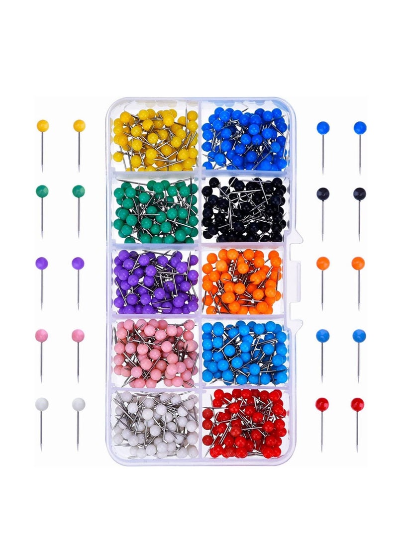 Excefore - 500 Pieces 4mm Multi Color Map Push Pins Map Tacks with Plastic Round Heads and Steel Needle in reconfigurable Container for Bulletin Board Fabric Marking - Image 1