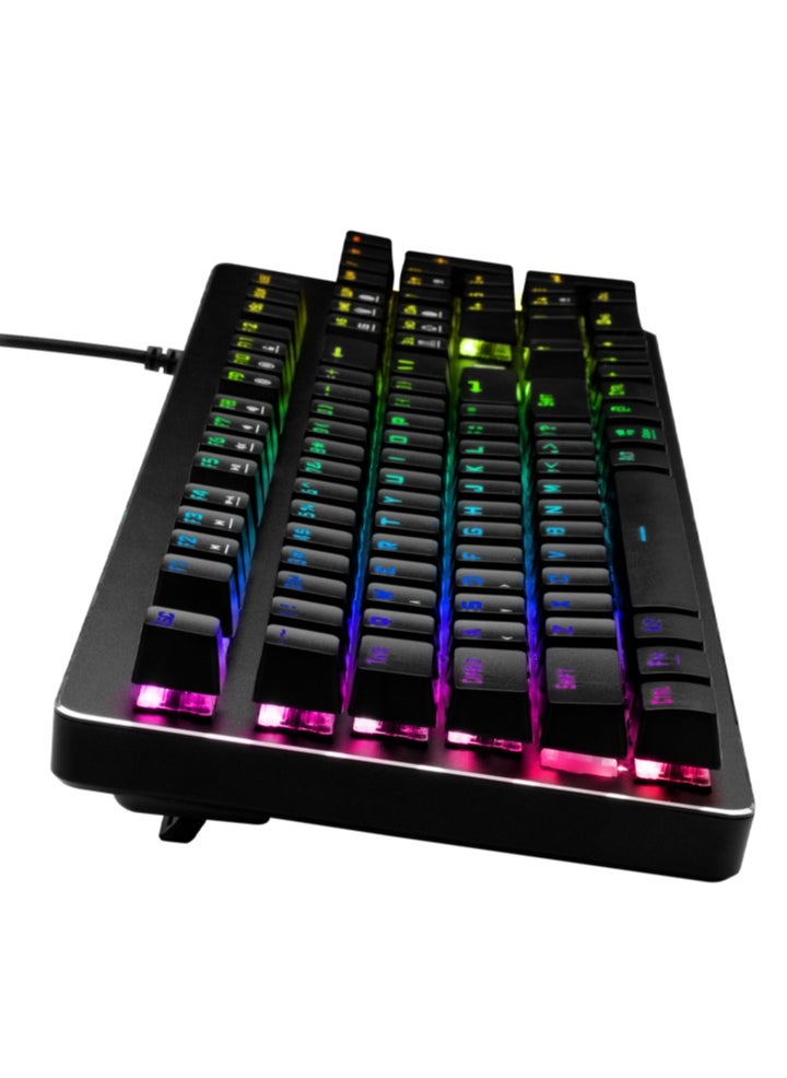 GAMDIAS HERMES P2A Mechanical Gaming Keyboard -  Optical Blue Mechanical Switches - RGB Backlighting 16.8 million color and built-in lighting effects. - Anti-ghosting with N-key rollover - 32bit ARM® CortexTM-M3 Microprocessor - Ergonomic design - WASD and Arrow Keys Exchange | Black  - Image 2