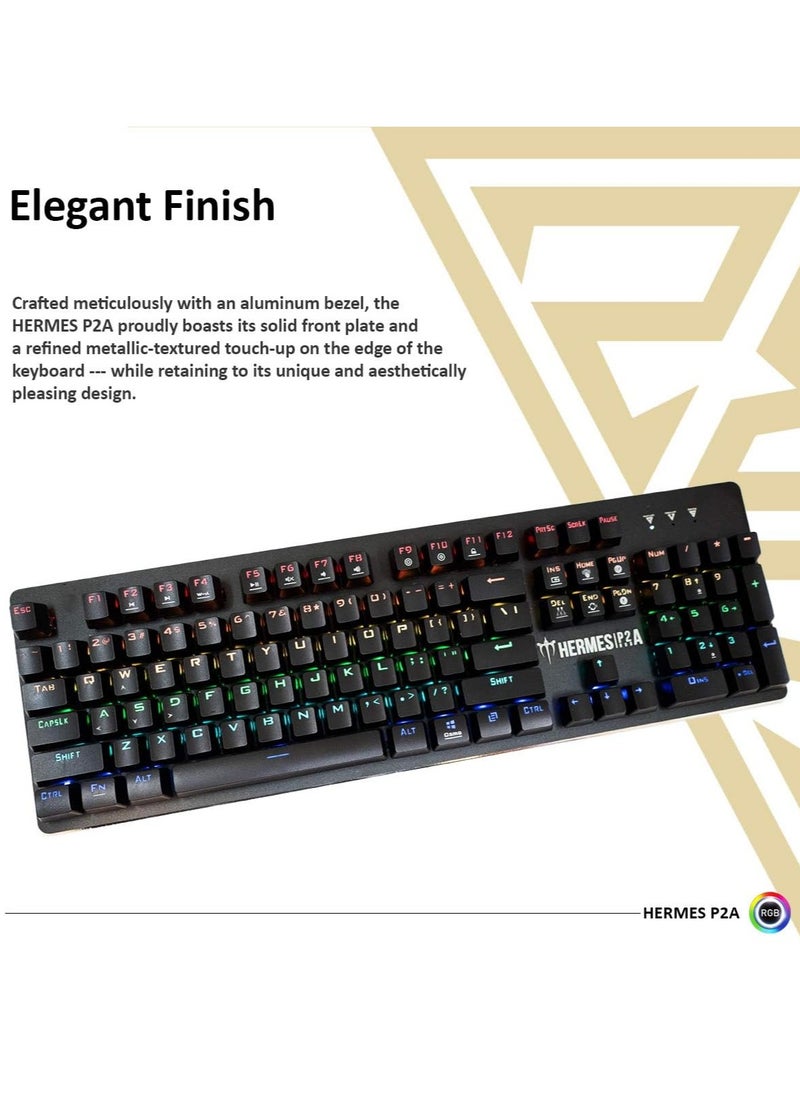 GAMDIAS HERMES P2A Mechanical Gaming Keyboard -  Optical Blue Mechanical Switches - RGB Backlighting 16.8 million color and built-in lighting effects. - Anti-ghosting with N-key rollover - 32bit ARM® CortexTM-M3 Microprocessor - Ergonomic design - WASD and Arrow Keys Exchange | Black  - Image 4
