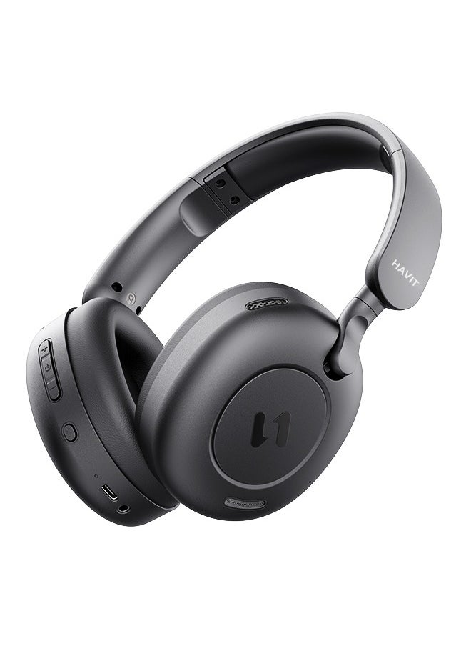 havit Headphones, Hi-Res Audio, Hybrid Active Noise Cancellation Wireless Bluetooth Headphones for Travel Home Office, Black  - Image 1