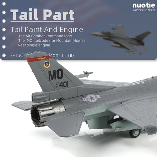 NUOTIE 1/100 F-16C Fighting Falcon Fighter Model Metal DieCast Aircraft Jet Kit Fighter Plane Model Military Airplane for Collection and Gift - Image 4