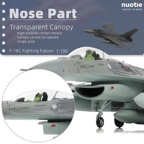 NUOTIE 1/100 F-16C Fighting Falcon Fighter Model Metal DieCast Aircraft Jet Kit Fighter Plane Model Military Airplane for Collection and Gift - Image 3
