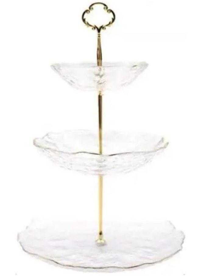 Generic 3-tier serving tray, elegant, healthy design, and luxurious gold stand. A piece of art that decorates your occasions and adds a touch of luxury to every presentation. C  - Image 3