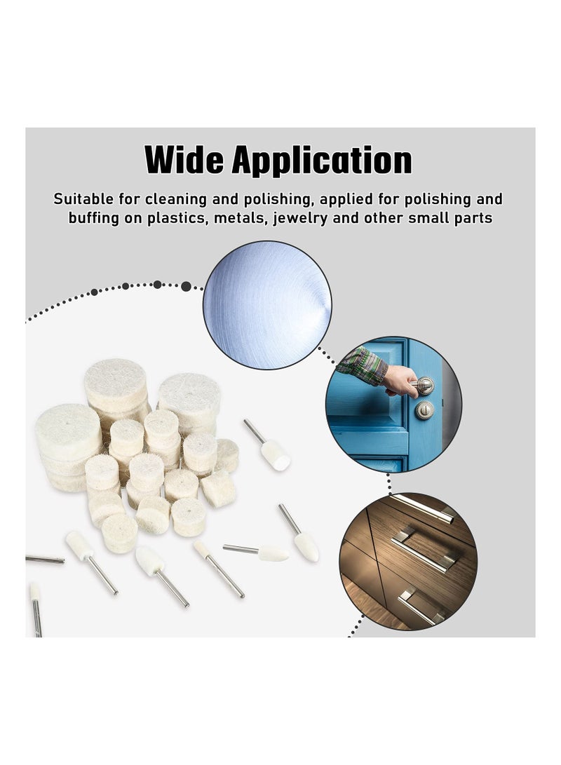 Zikra 100 Pieces Wool Felt Polishing Buffing Wheel, Mounted Mandrel Grinding Bits Point Mandrel Polishing Kit Tool Accessories for Jewelry Rotary Tool Attachment - Image 4