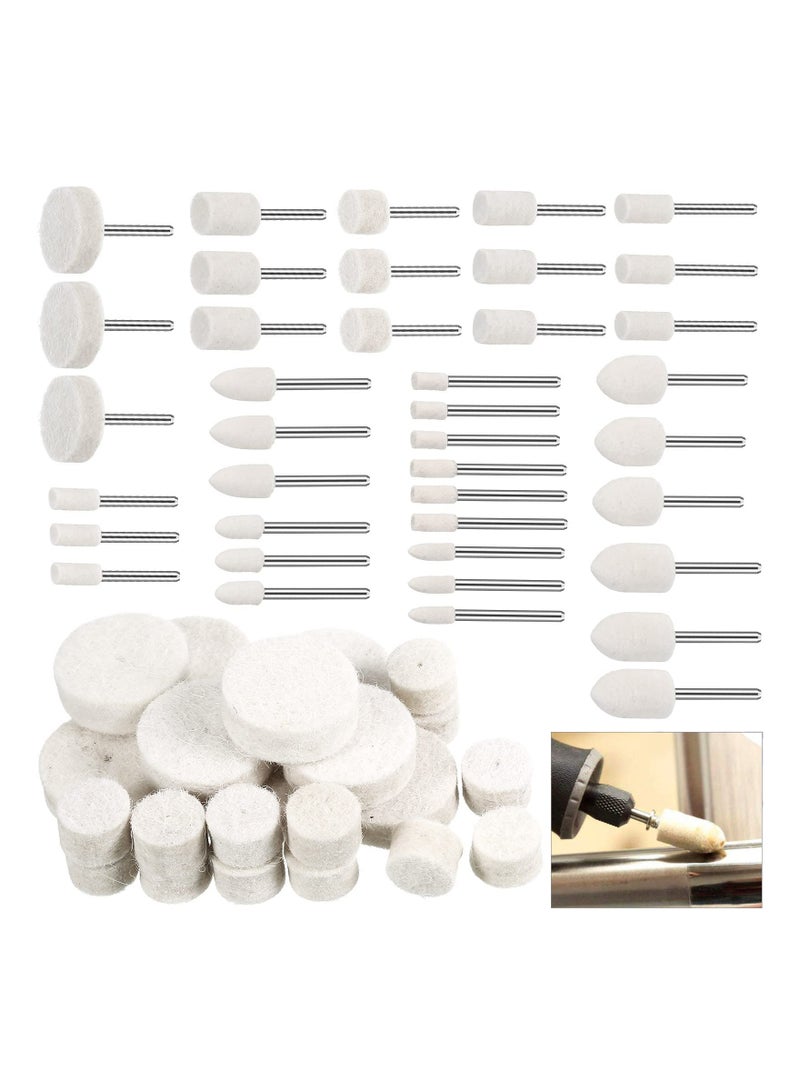 Zikra 100 Pieces Wool Felt Polishing Buffing Wheel, Mounted Mandrel Grinding Bits Point Mandrel Polishing Kit Tool Accessories for Jewelry Rotary Tool Attachment - Image 1