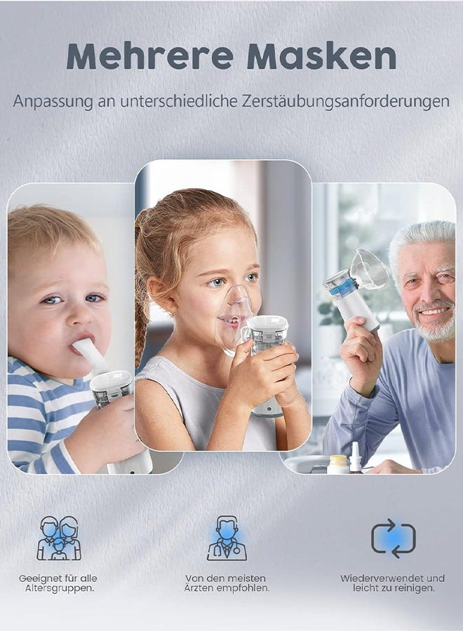 DAREU Portable Ultrasonic Nebulizer Inhaler – Silent, Rechargeable Mist Inhaler with Adjustable Speeds, Mouthpiece & Mask – Compact Respiratory Therapy for Kids & Adults  - Image 5