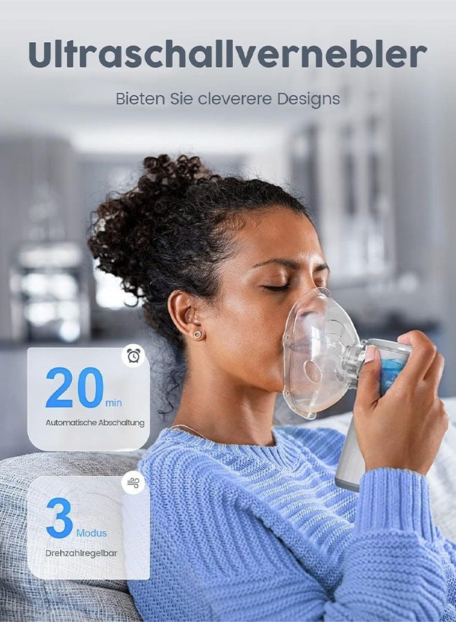 DAREU Portable Ultrasonic Nebulizer Inhaler – Silent, Rechargeable Mist Inhaler with Adjustable Speeds, Mouthpiece & Mask – Compact Respiratory Therapy for Kids & Adults  - Image 4