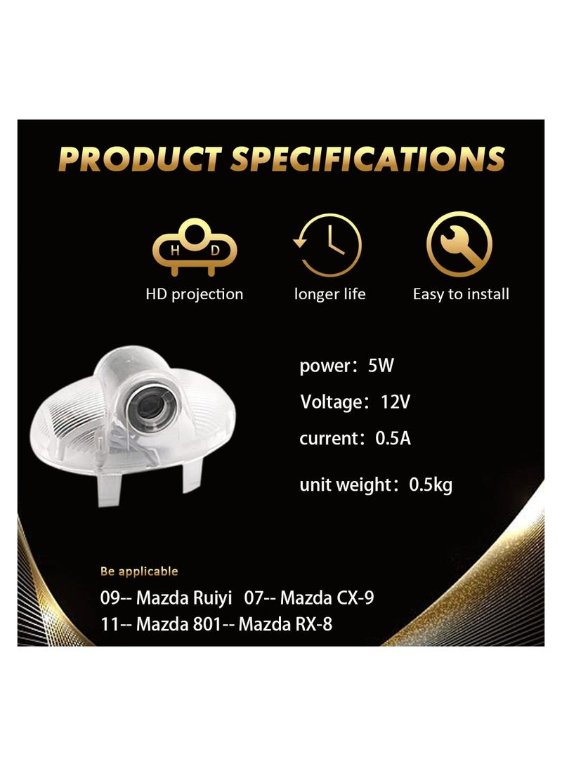 SYOSI 4PCS Logo Door Light Projector Non-Fading for Mazda, Led Welcome Countesy Door Lights Logo Projection Car Decoratio High-Definition for CX-5 CX-7 CX-8 M6 MX5 RX7 RX8 A8 CX9 MX6 R3 M2 M3 M5 - Image 4