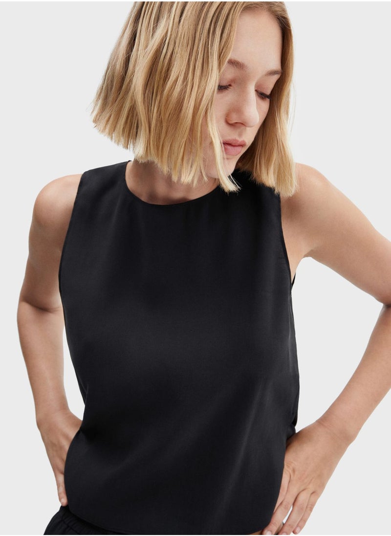 MANGO - Crew Neck Crop Top - Image 1