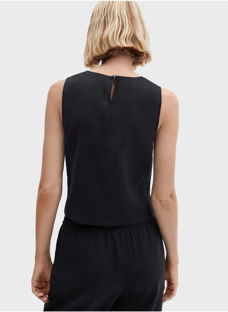 MANGO - Crew Neck Crop Top - Image 1