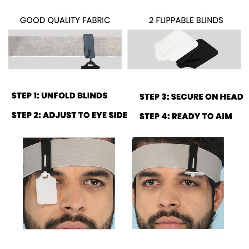 Pardini Shooting Headband Eye Blinder | Adjustable ISSF Standard Design with 2 Flippable Blinds for Archery & Pistol Sports | Enhanced Focus & Eye Protection | Lightweight & Comfortable Fit - Image 3