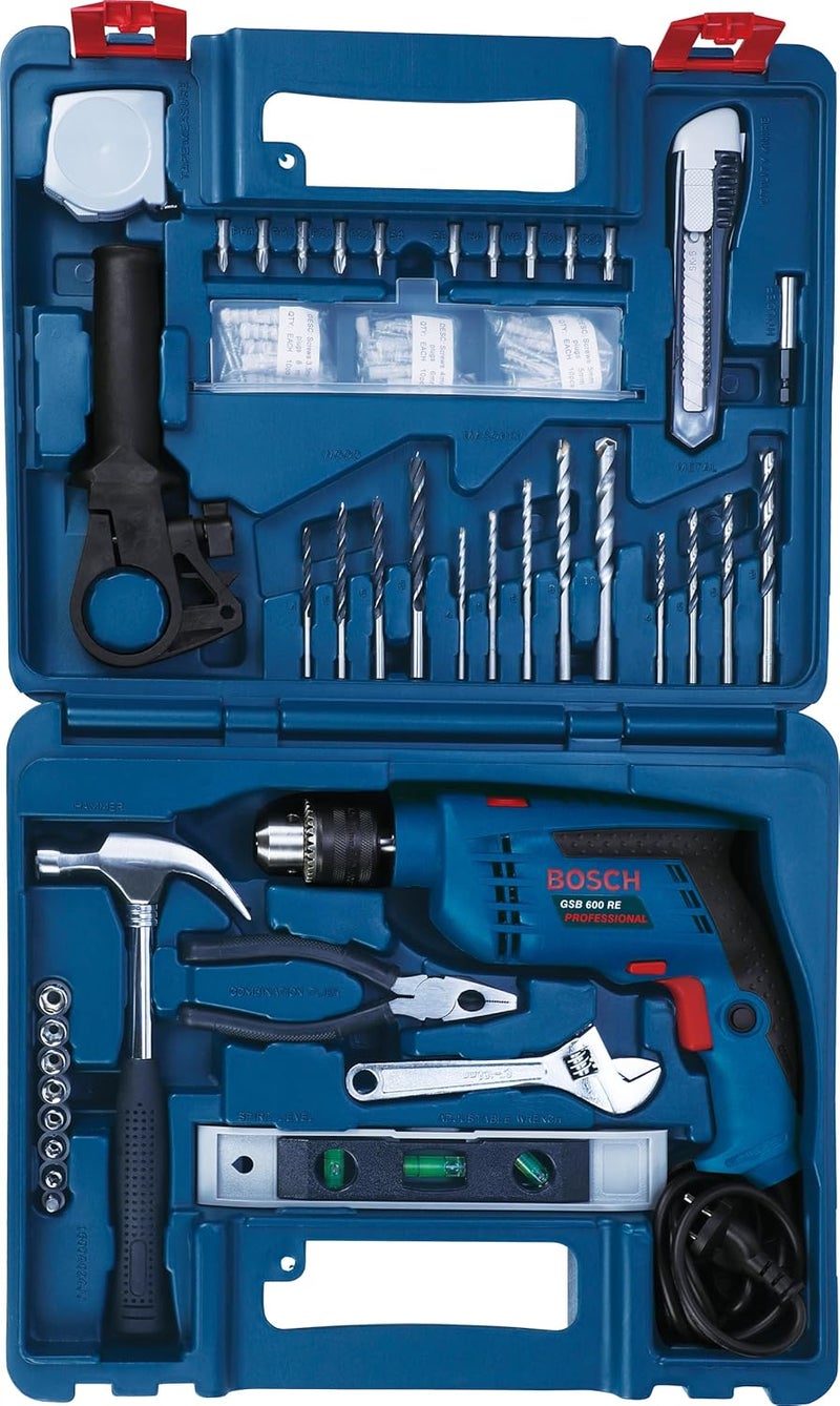 BOSCH Impact Drill 13Mm Gsb 600 With 98 Piece Drill Bit Set Model No: 06011A03Lb - Image 2